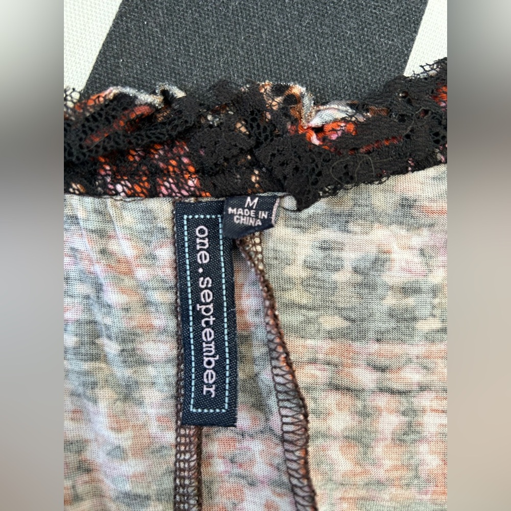 NWOT: Anthropologie One September Brown Multi Color and Lace Tank Top - Picture 4 of 6